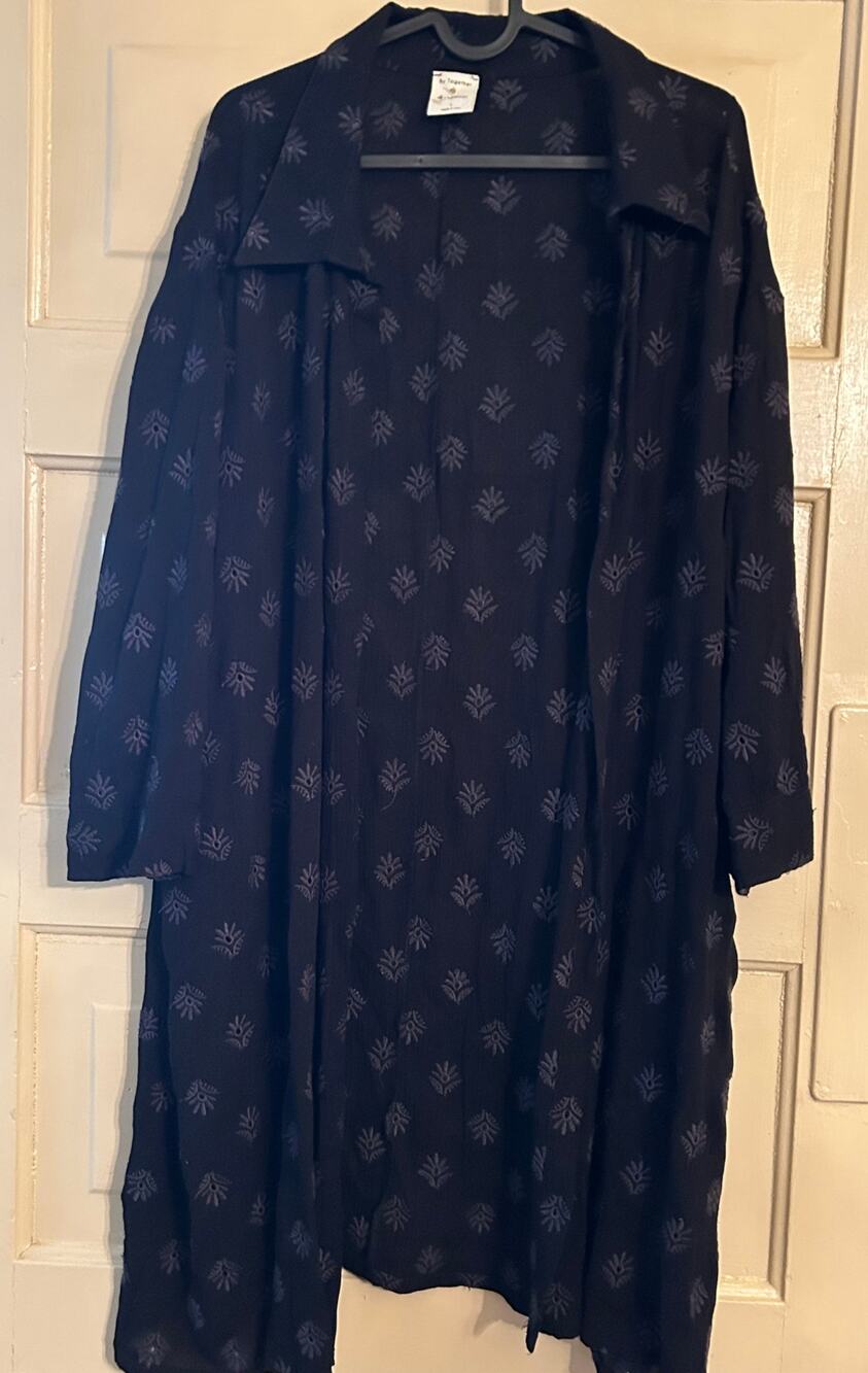 By Together black embroidered kimono cover up size L